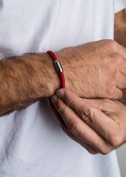 Silvus Nylon Bracelet - Matte Silver - Maroon