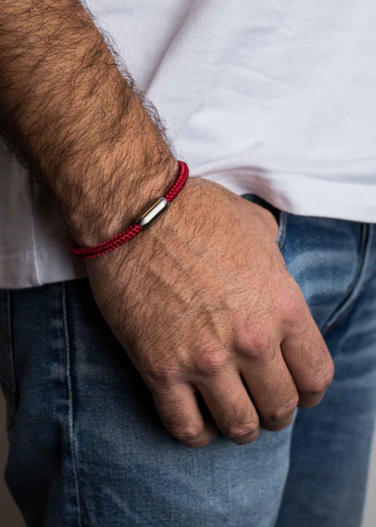 Silvus Nylon Bracelet - Matte Silver - Maroon