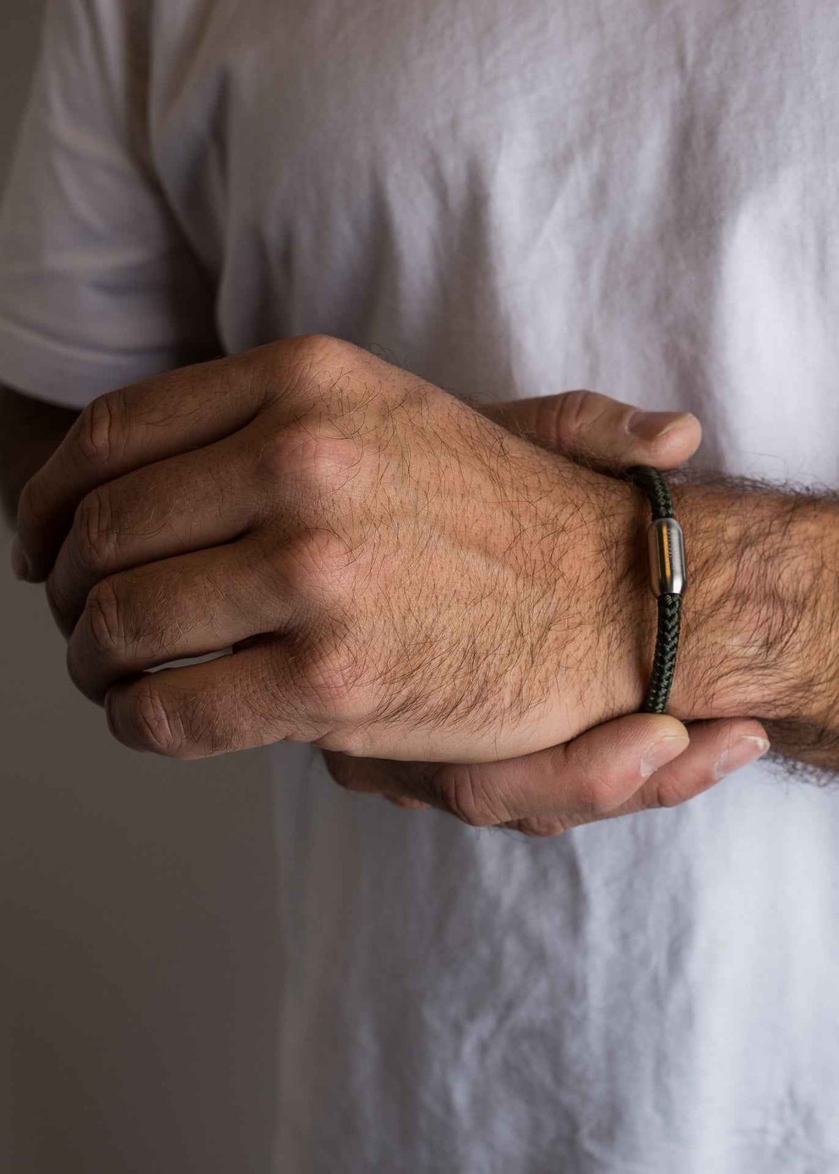 Silvus Nylon Bracelet - Matte Silver - Olive