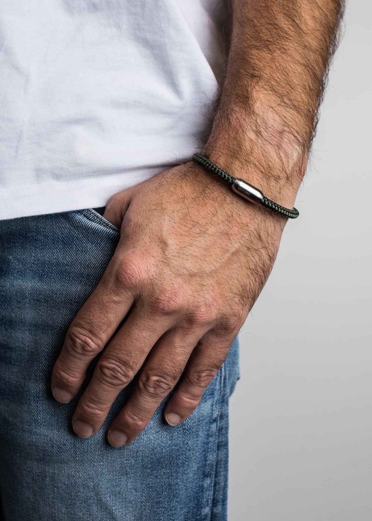 Silvus Nylon Bracelet - Matte Silver - Olive