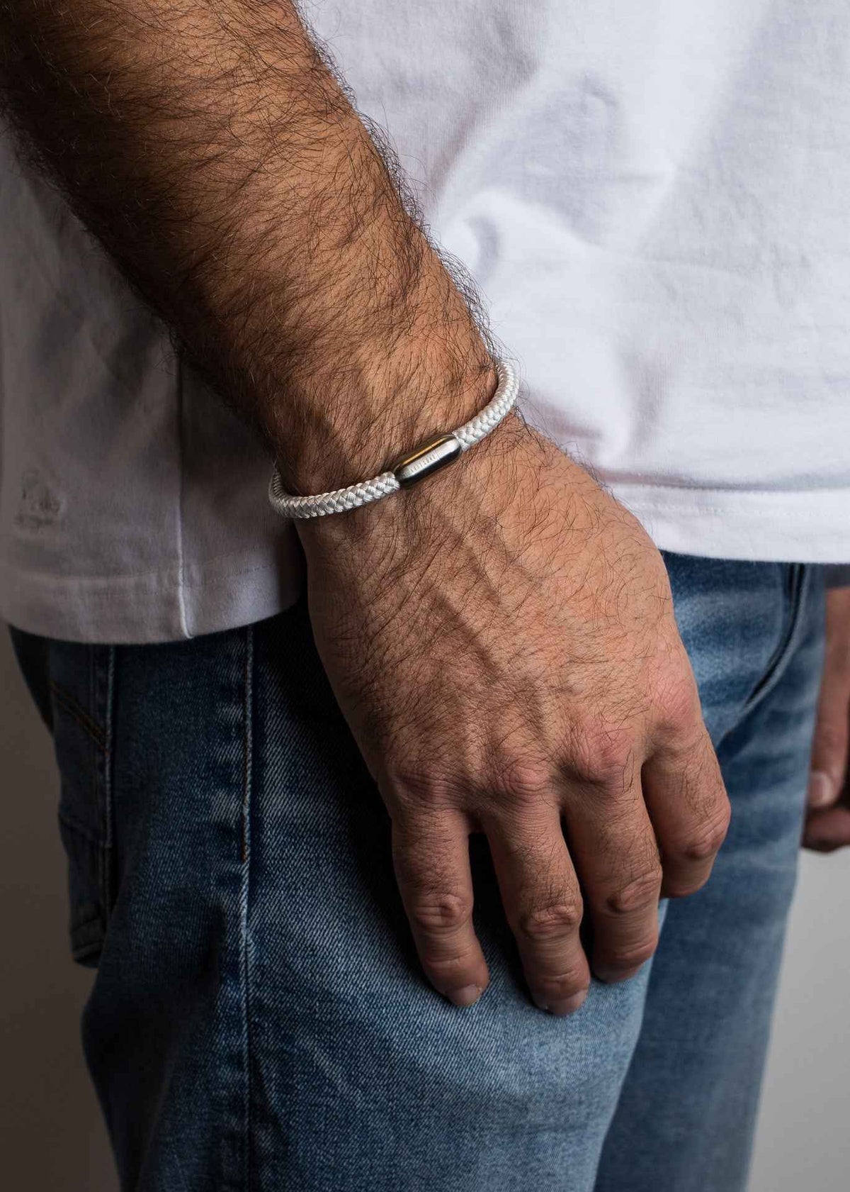 Silvus Nylon Bracelet - Matte Silver - White