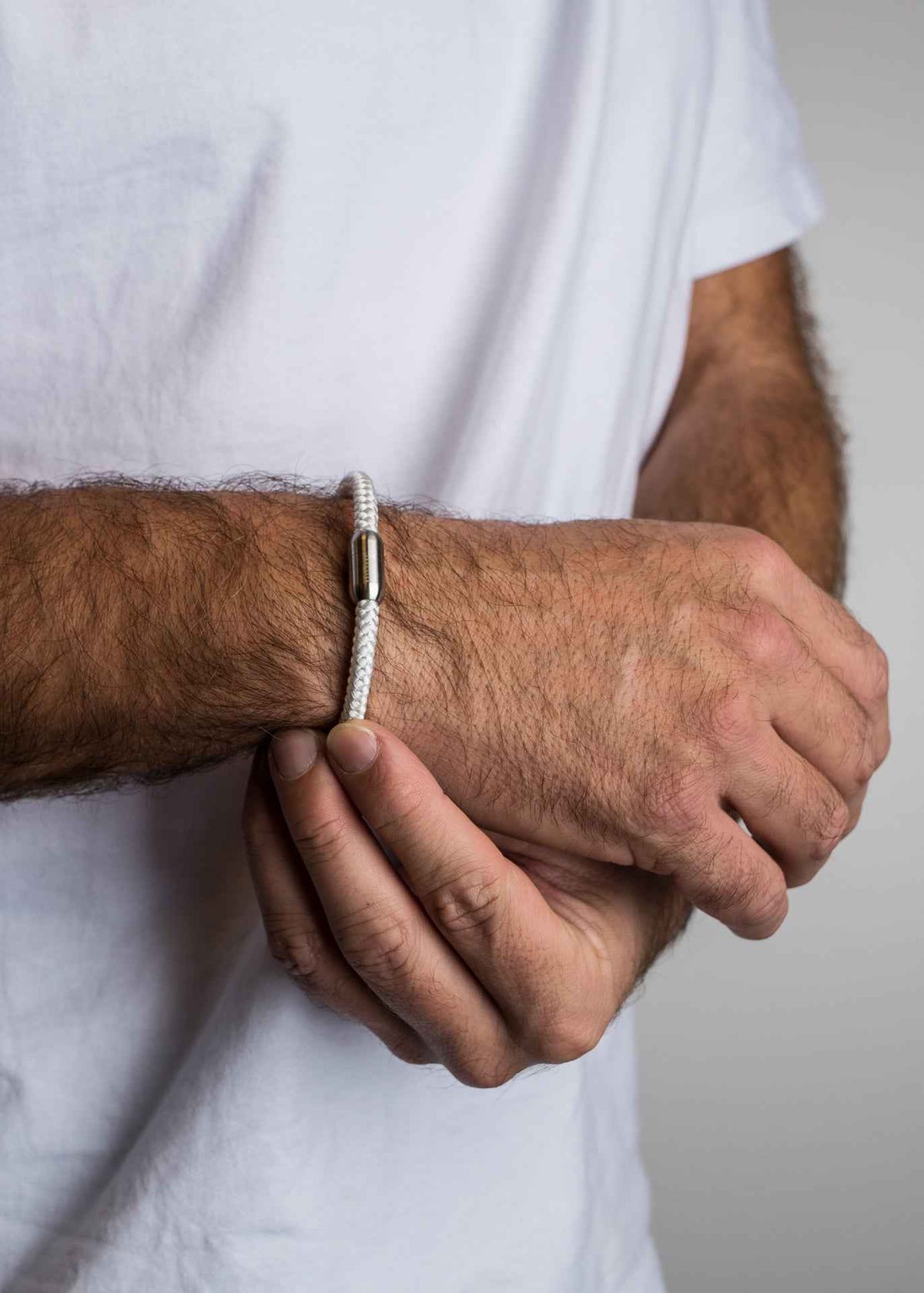 Silvus Nylon Bracelet - Matte Silver - White