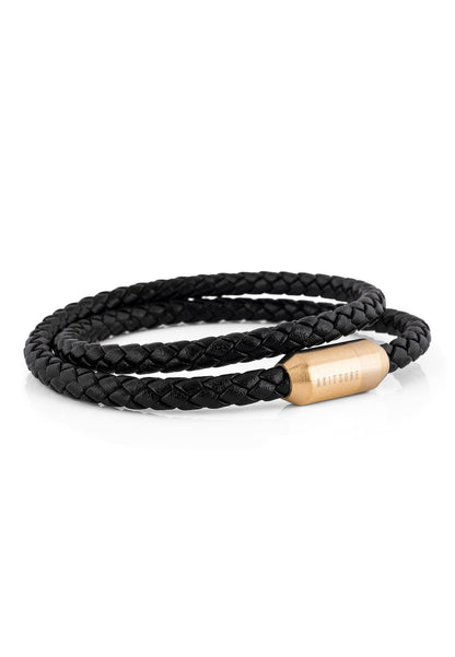 Suprema Leather Bracelet Gold - Black