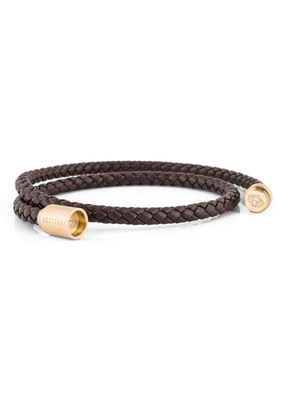 Suprema Leather Bracelet Gold - Brown