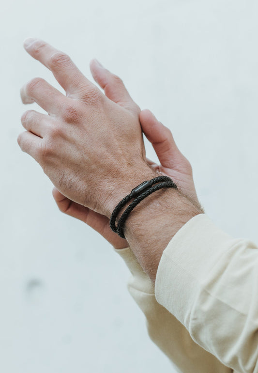 Suprema Leather Bracelet Matte Black - Black