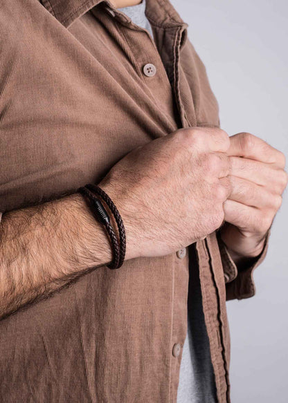 Suprema Leather Bracelet Matte Black - Brown