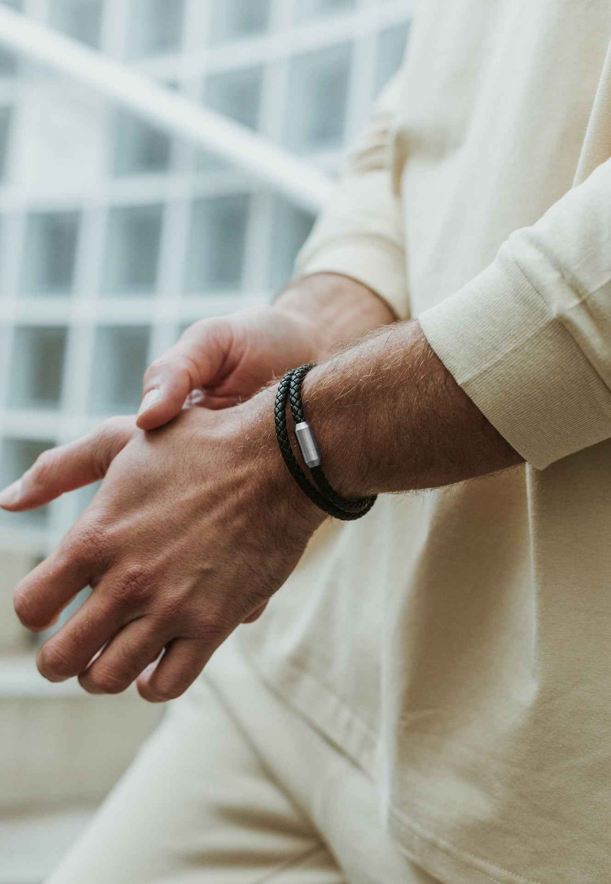 Suprema Leather Bracelet Silver - Black