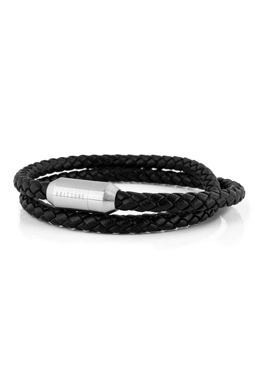 Suprema Leather Bracelet Silver - Black