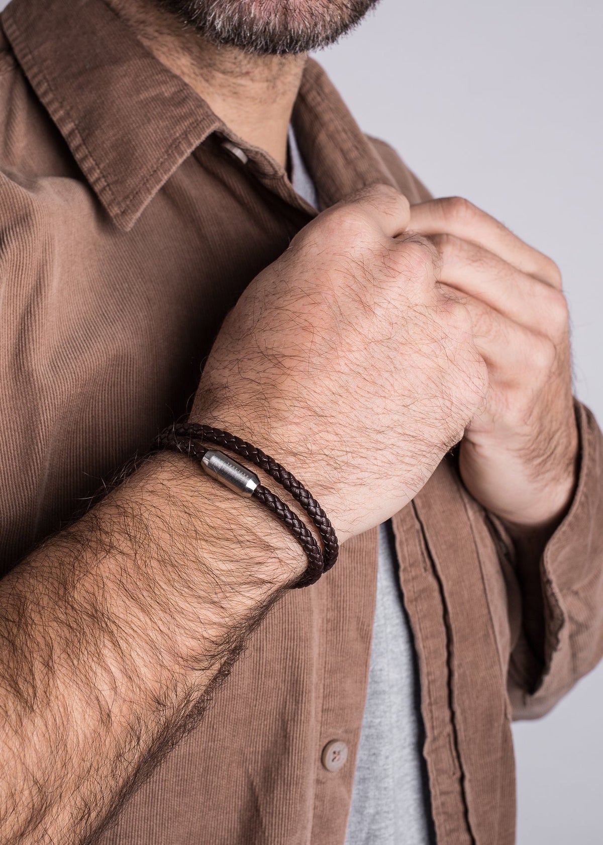 Suprema Leather Bracelet Silver - Brown