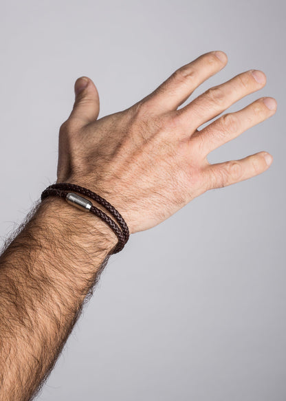 Suprema Leather Bracelet Silver - Brown