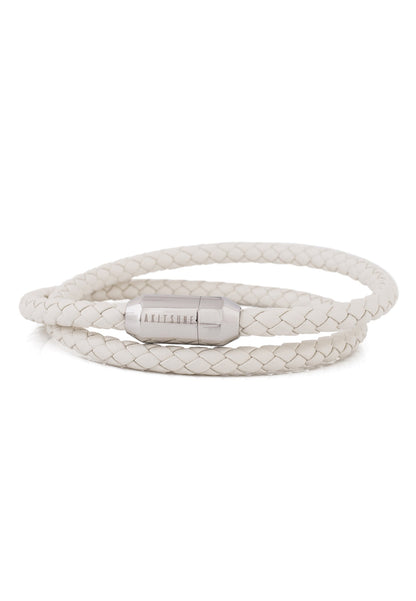 Suprema Leather Bracelet Silver - White