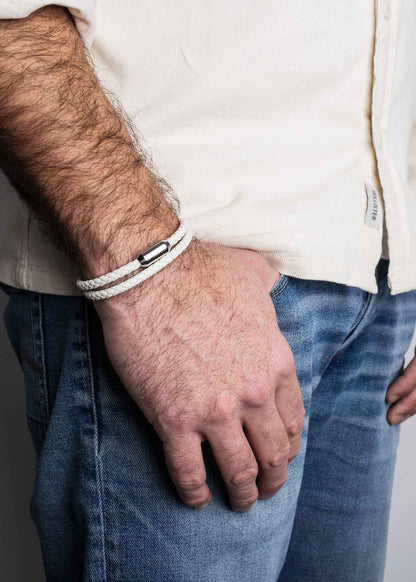 Suprema Leather Bracelet Silver - White