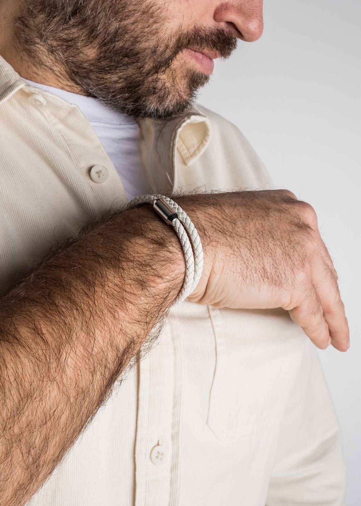 Suprema Leather Bracelet Silver - White