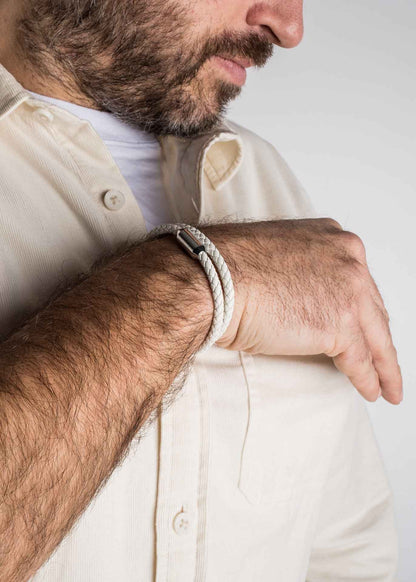 Suprema Leather Bracelet Silver - White