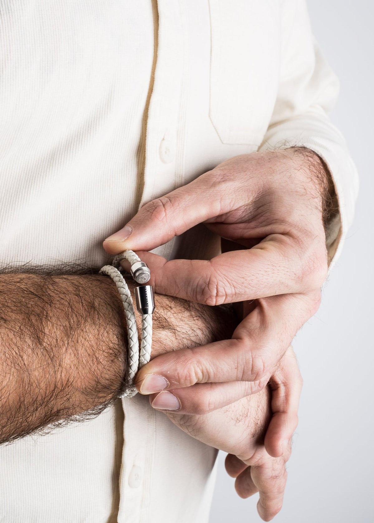 Suprema Leather Bracelet Silver - White
