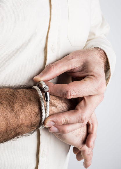 Suprema Leather Bracelet Silver - White