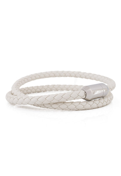 Suprema Leather Bracelet Silver - White