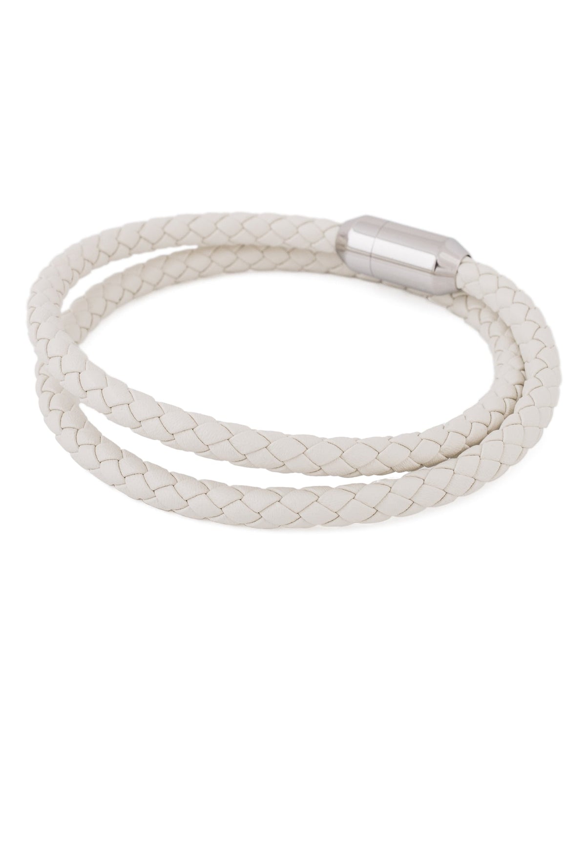Suprema Leather Bracelet Silver - White
