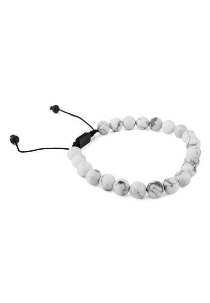 Venatio Beaded Bracelet Black-Howlite White