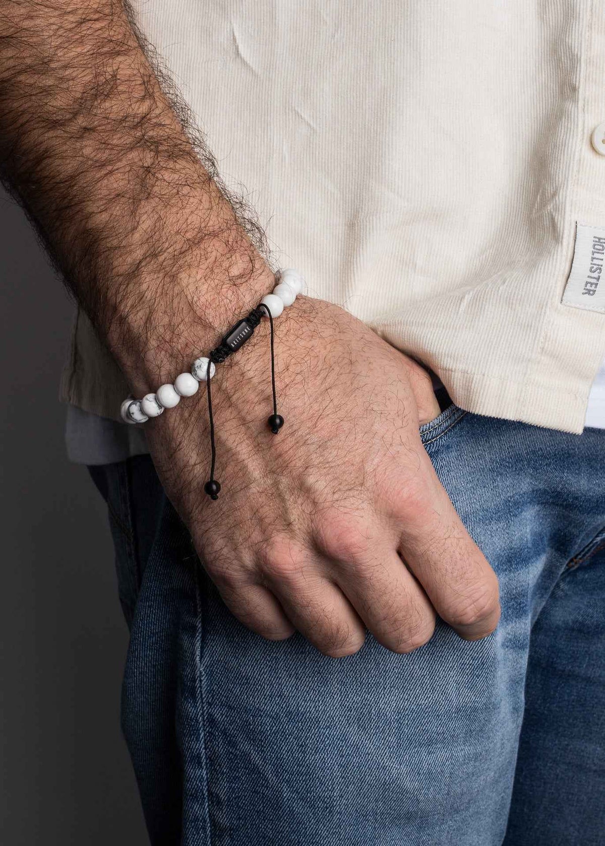 Venatio Beaded Bracelet Black-Howlite White