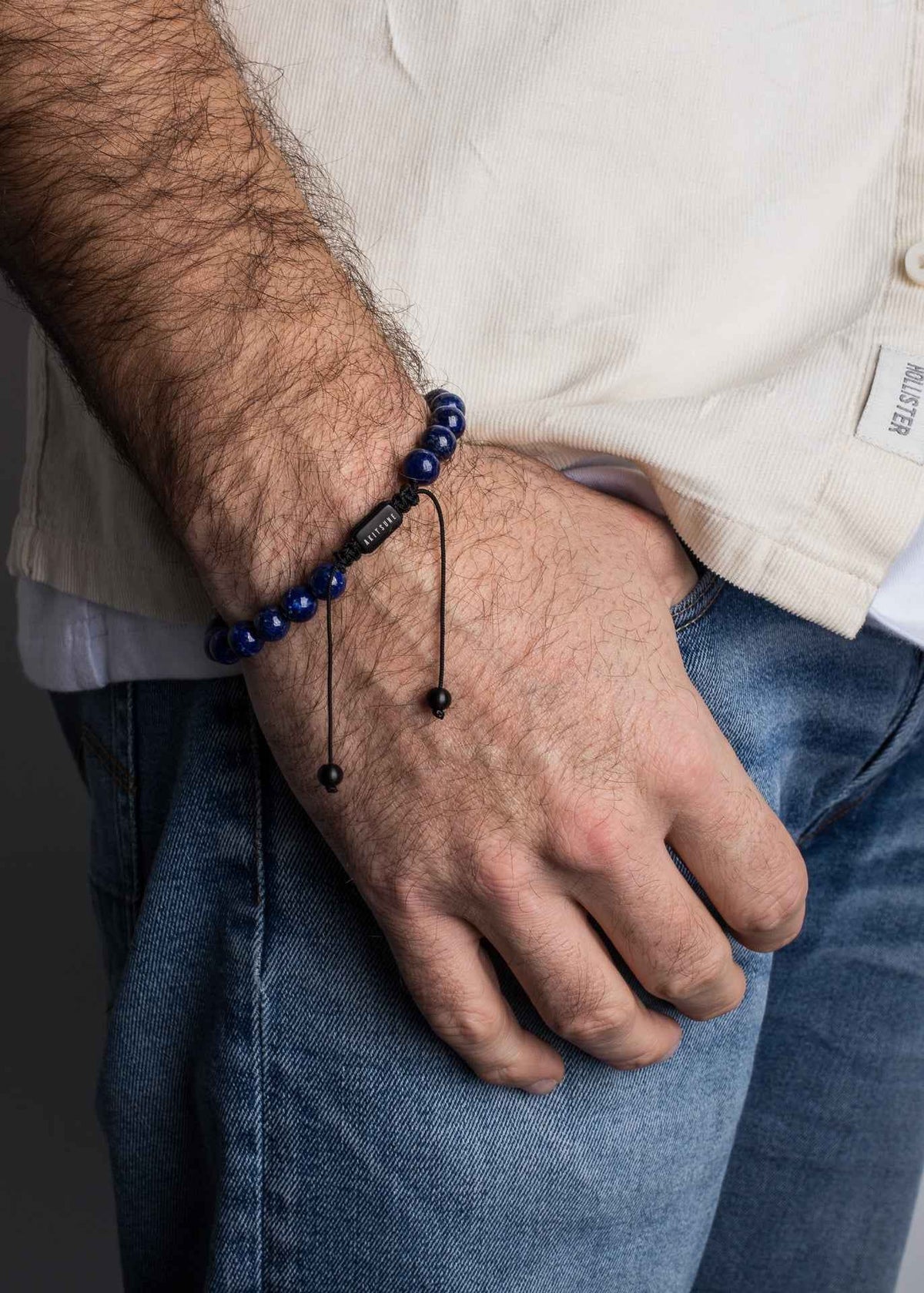 Venatio Beaded Bracelet Black-Lapis Blue