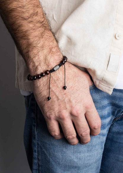 Venatio Beaded Bracelet Black-Tiger Eye Red
