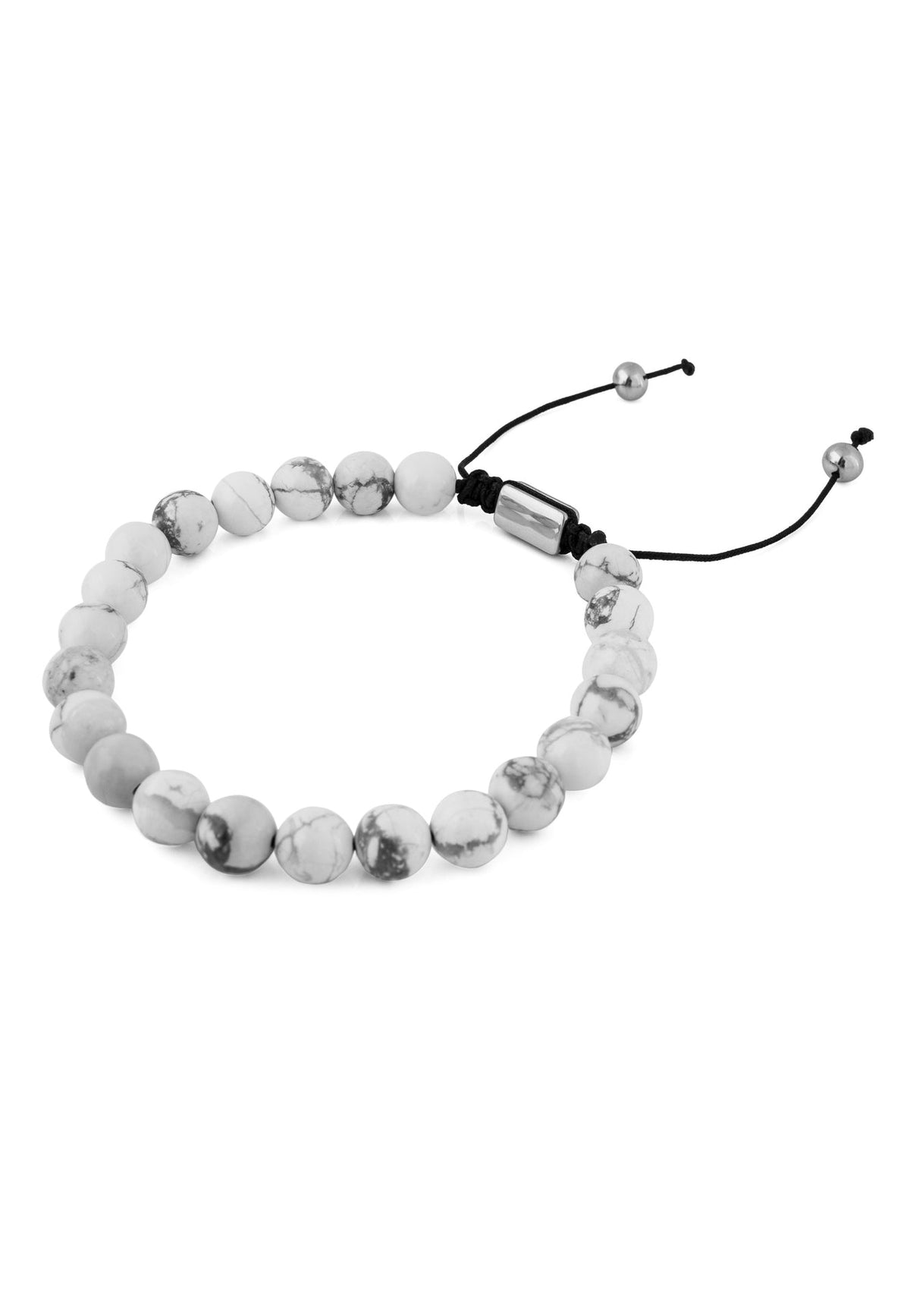 Venatio Beaded Bracelet Silver-Howlite White