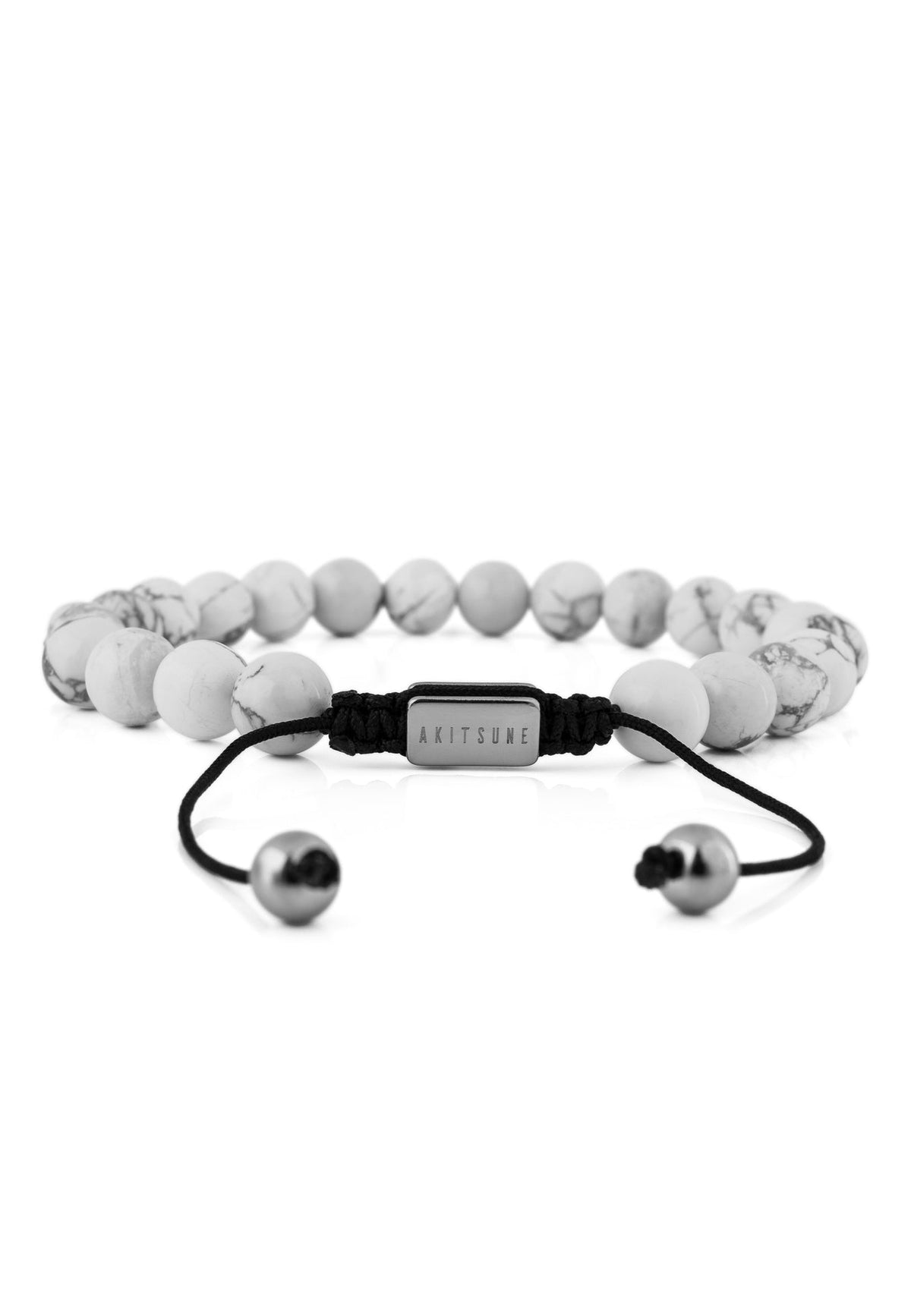 Venatio Beaded Bracelet Silver-Howlite White