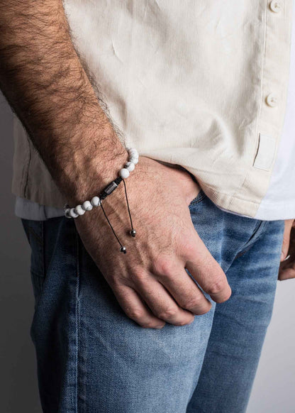 Venatio Beaded Bracelet Silver-Howlite White
