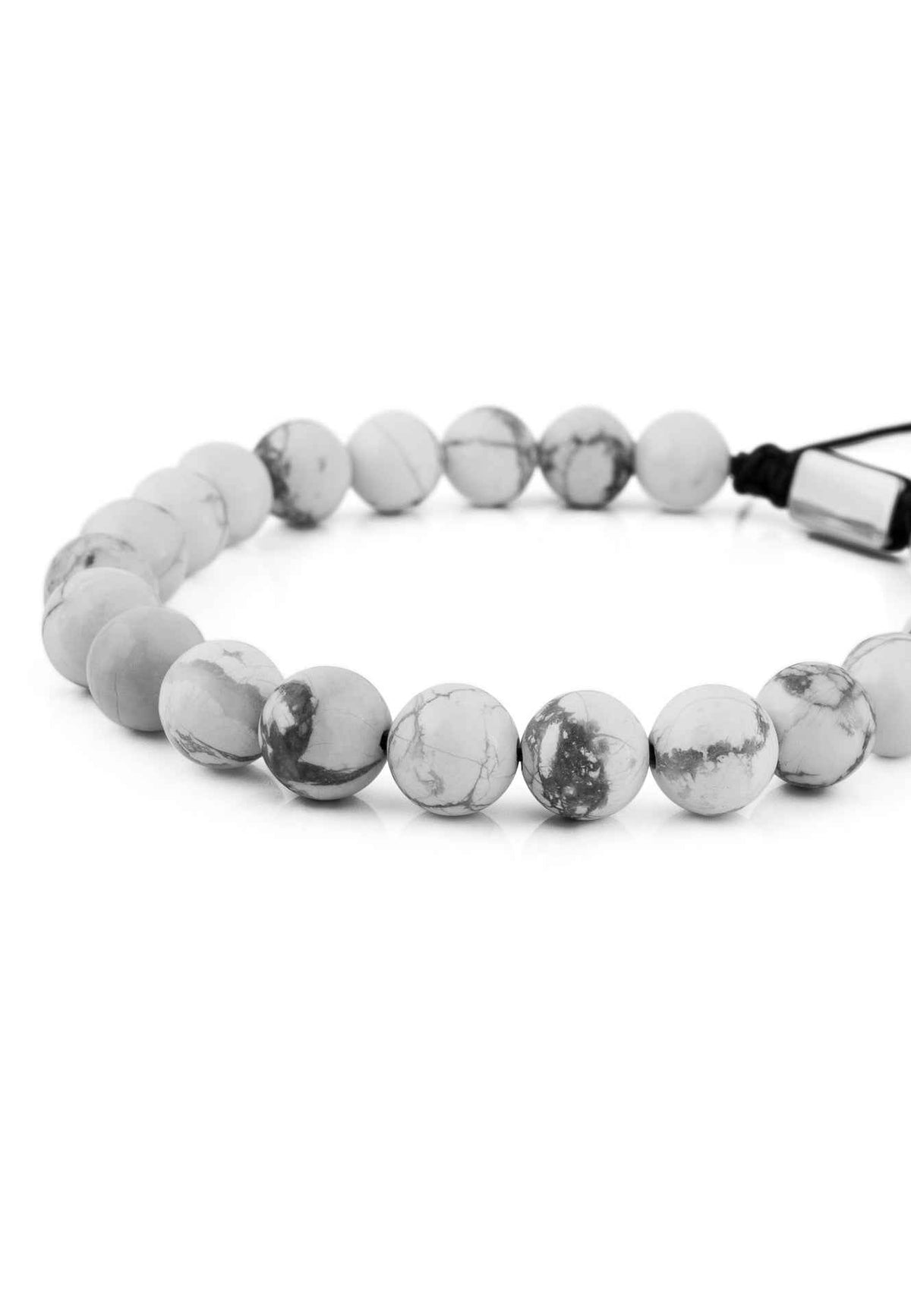 Venatio Beaded Bracelet Silver-Howlite White