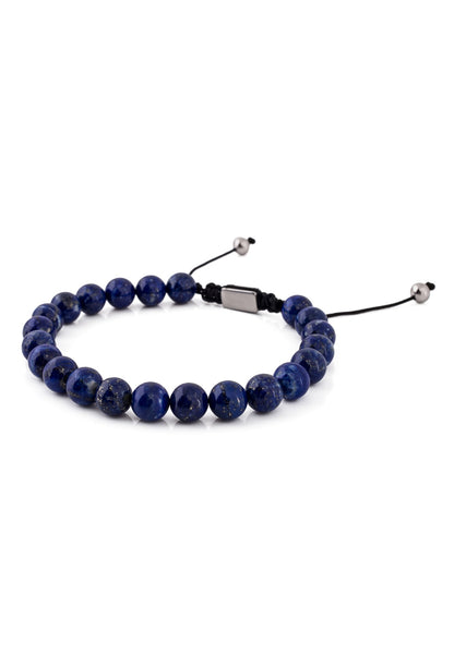 Venatio Beaded Bracelet Silver-Lapis Blue