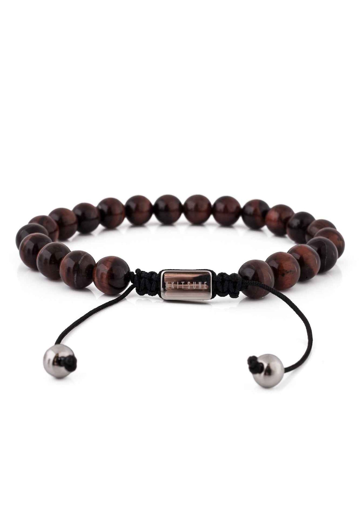 Venatio Beaded Bracelet Silver-Tiger Eye Red