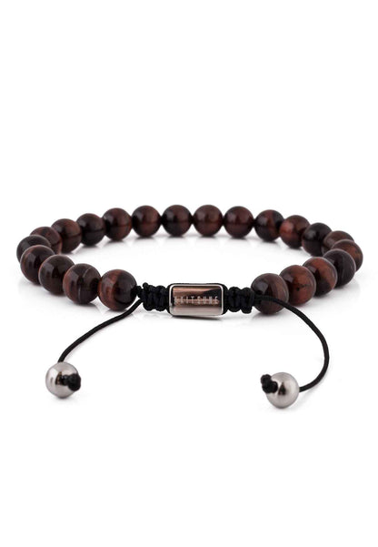 Venatio Beaded Bracelet Silver-Tiger Eye Red