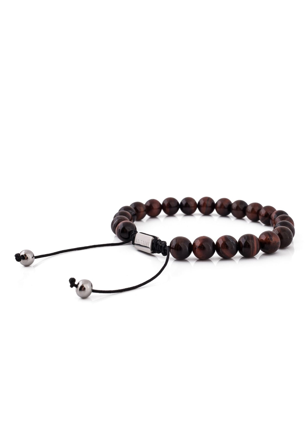 Venatio Beaded Bracelet Silver-Tiger Eye Red