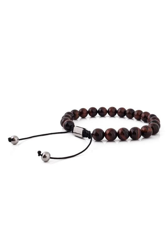 Venatio Beaded Bracelet Silver-Tiger Eye Red