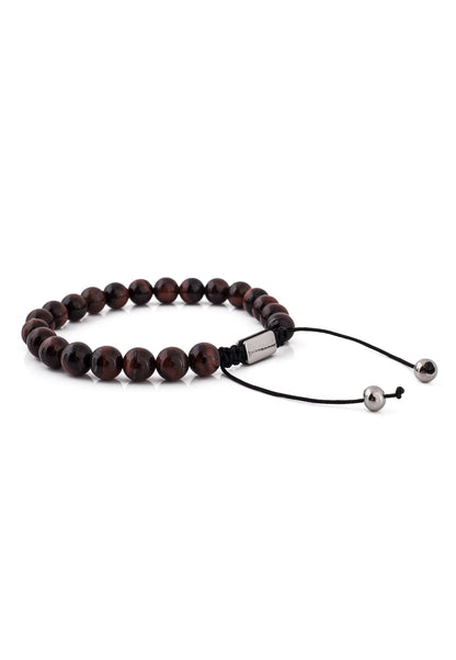 Venatio Beaded Bracelet Silver-Tiger Eye Red
