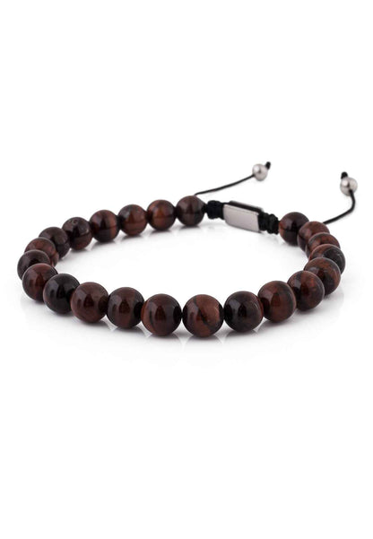 Venatio Beaded Bracelet Silver-Tiger Eye Red
