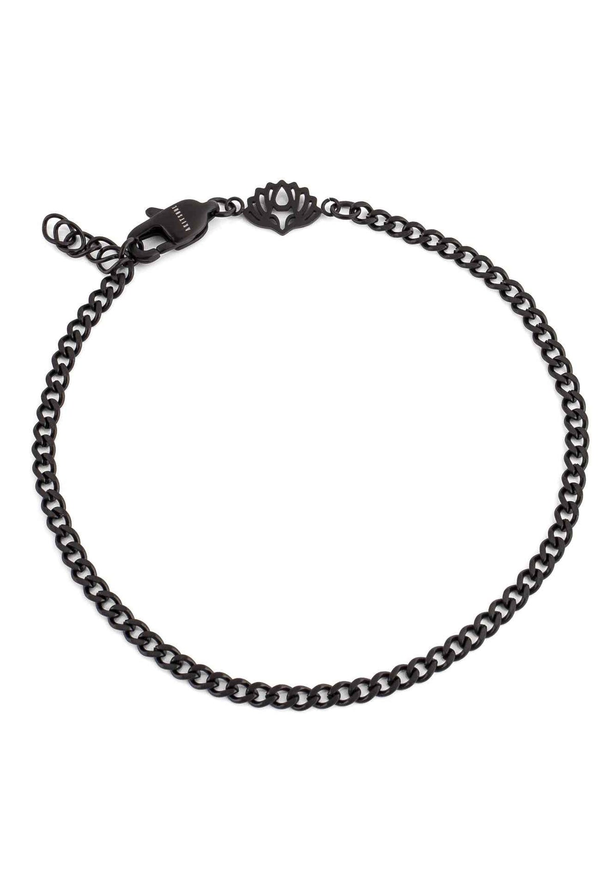 Via Cuban Chain Link Bracelet Black 3 mm