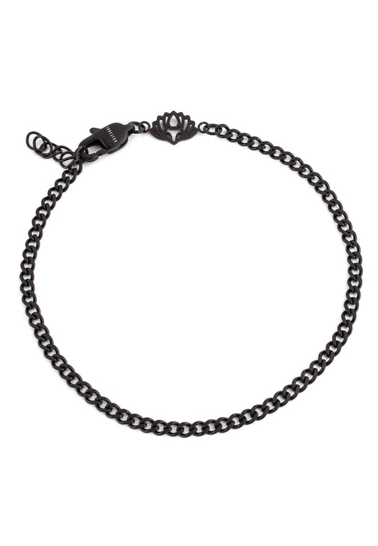 Via Cuban Chain Link Bracelet Black 3 mm