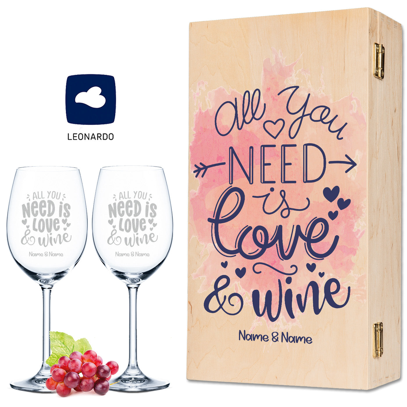 Leonardo Weingläser mit Gravur "All you need is Love and Wine"