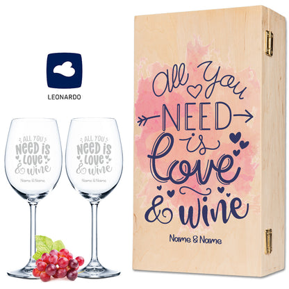 Leonardo Weingläser mit Gravur "All you need is Love and Wine"