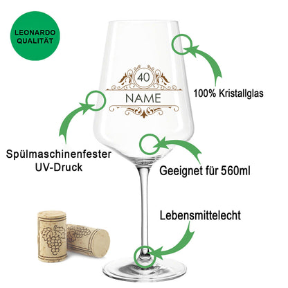 Leonardo Weinglas mit UV-Druck "Vintage Jubiläum" mit Namen