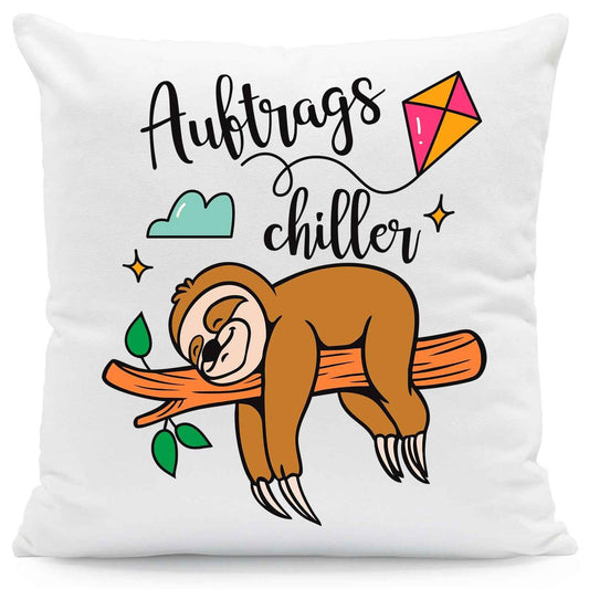 Bedrucktes Kissen mit Spruch Auftrags Chiller