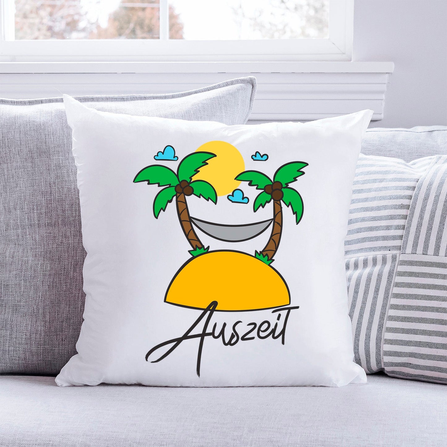 Bedrucktes Kissen mit Motiv Auszeit