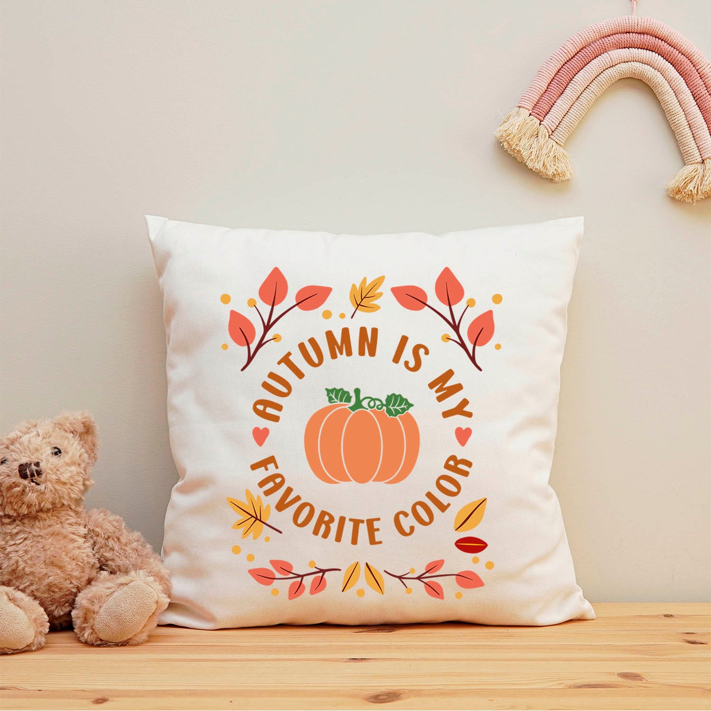 Bedrucktes Kissen mit Spruch Autumn is my favorite color