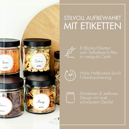Vorratsgläser 3er Set mit Etikettenvorlagen