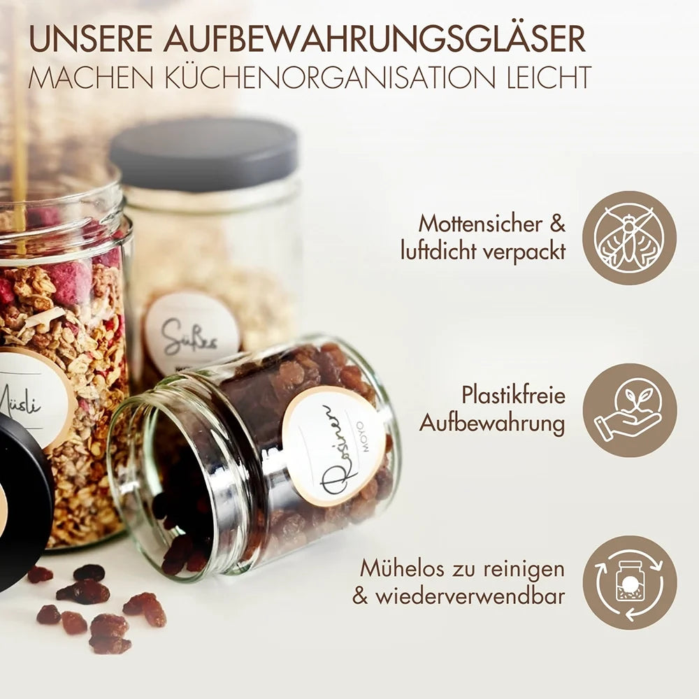 Vorratsgläser 3er Set mit Etikettenvorlagen
