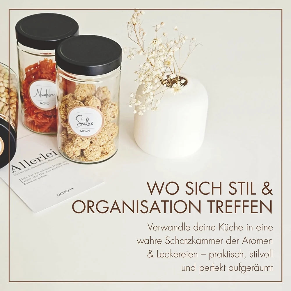 Vorratsgläser 3er Set mit Etikettenvorlagen