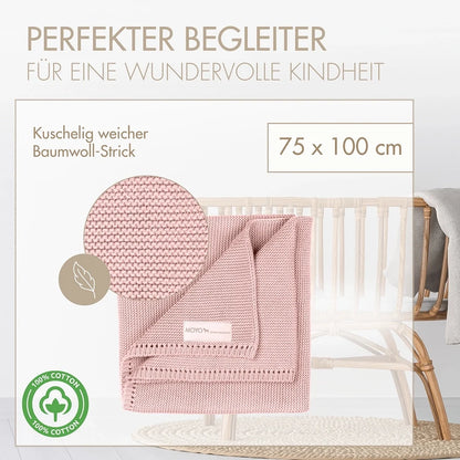 Babydecke Linksstrick Pointelle „Wilde Rosenblüte“