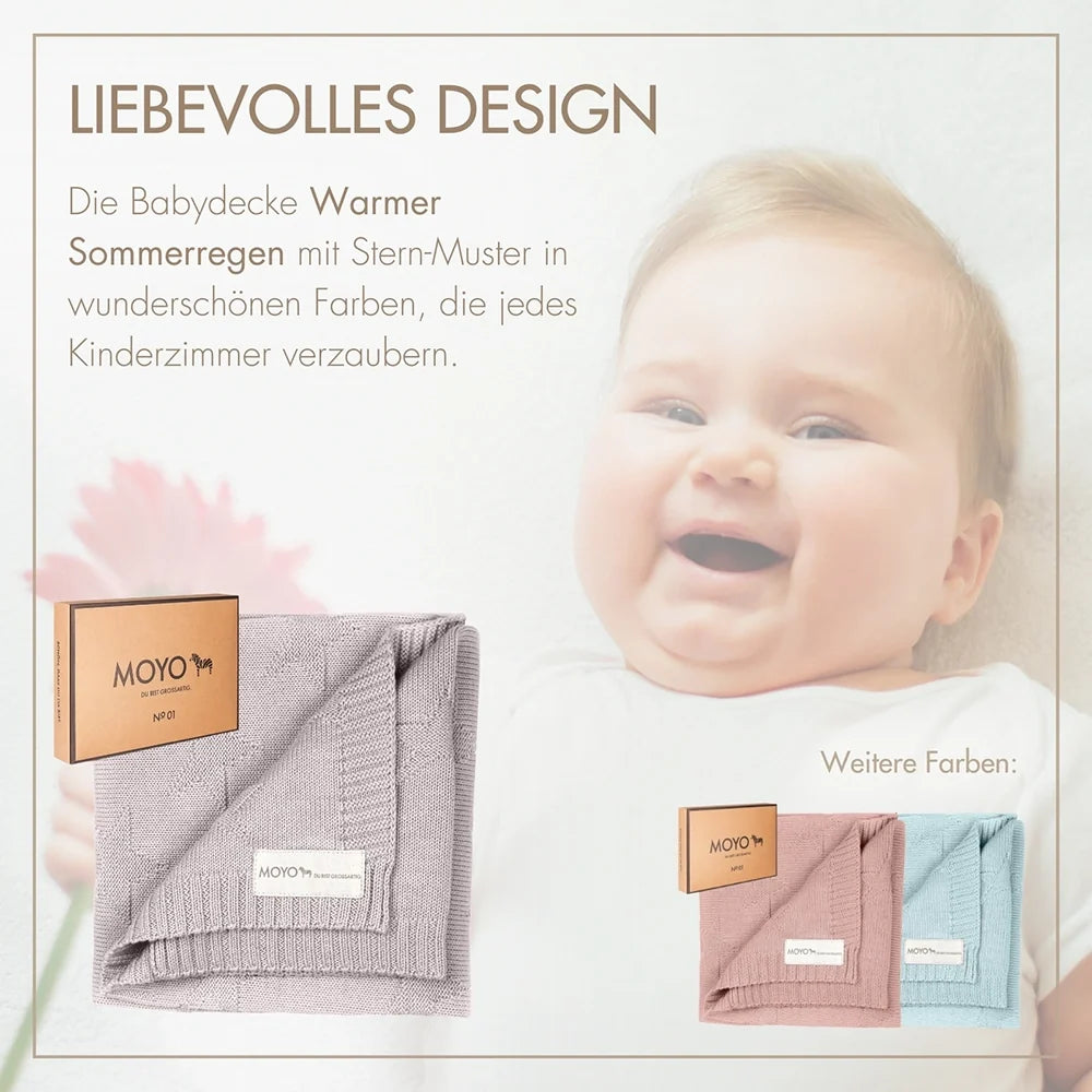 Strick Babydecke Sternenmuster Sanfter Sommerregen